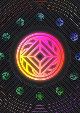 Neon Geometric Glyphs Rune