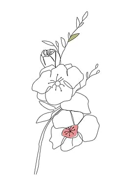 Flower line art poster