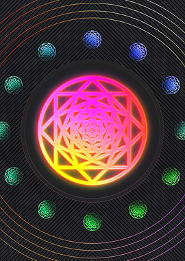 Neon Pink Glyph Mandala