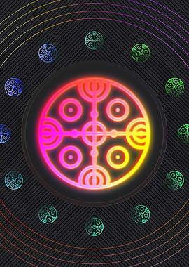 Neon Pink Glyph Mandala