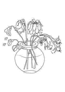 withered flower line art