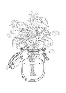 withered flower line art