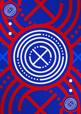 Red White and Blue Glyph