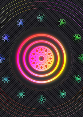 Neon Pink Glyph Mandala