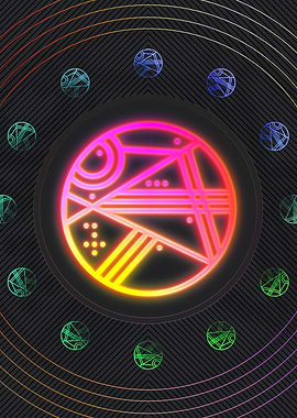 Neon Geometric Glyph Sign