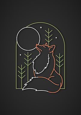 Fox Looking At The Moon