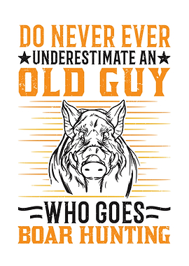 Hunter Old Man Wild Boar