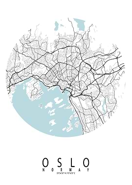 Oslo City Map Circle