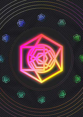 Neon Geometric Glyph Sign