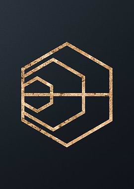 Gold Geometric Glyph Sign