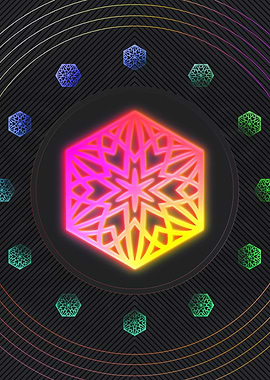 Neon Geometric Glyph Sign