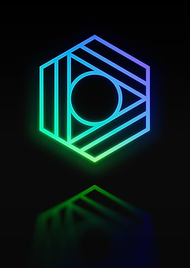 Neon Geometric Glyph Sign