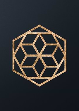Gold Geometric Glyphs Sign