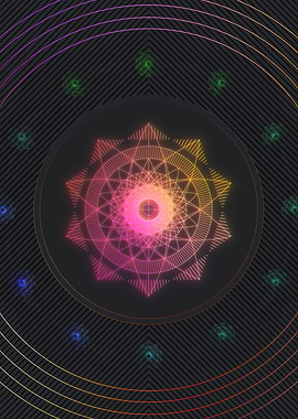 Neon Geometric Glyph Sign