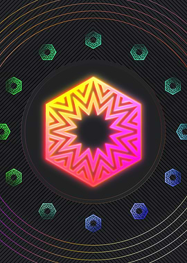 Neon Geometric Glyph Sign