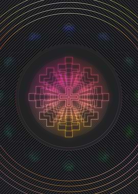 Neon Geometric Glyph Sign