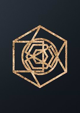 Gold Geometric Glyph Sign