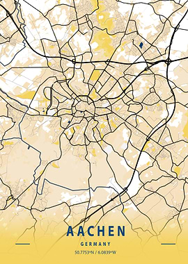Aachen City Map Germany