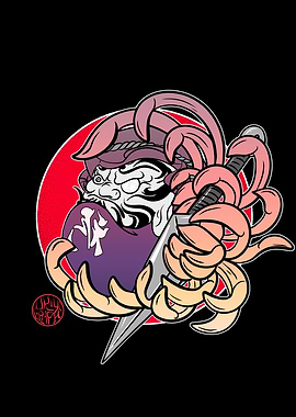 Daruma in a chrysanthemum