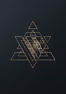 Gold Geometric Glyph Sign