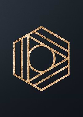 Gold Geometric Glyph Sign