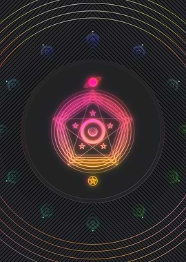 Neon Geometric Glyph Sign