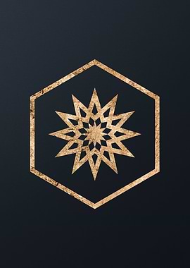 Gold Geometric Glyph Sign