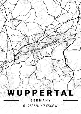 Wuppertal City Map Germany