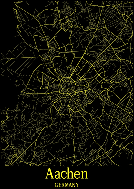 Aachen City Map Germany
