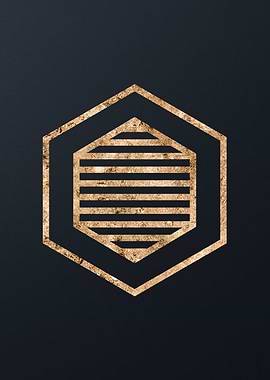 Gold Geometric Glyph Sign