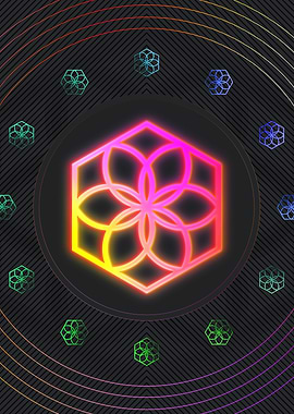 Neon Geometric Glyph Sign