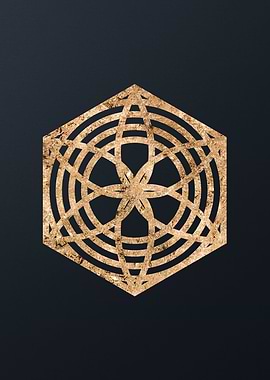 Gold Geometric Glyph Sign