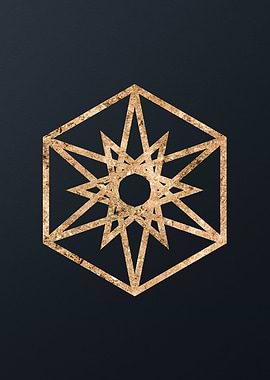 Gold Geometric Glyph Sign