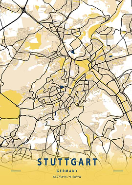 Stuttgart City Map Germany