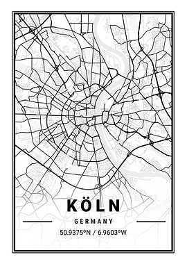 Koeln City Map Germany