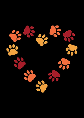 Big heart made of cat paws