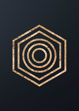 Gold Geometric Glyph Sign