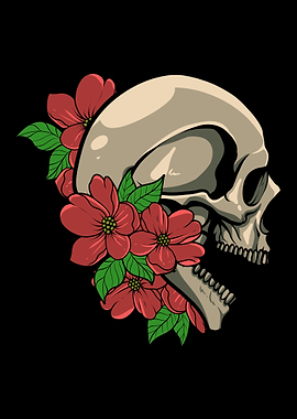 Skeleton Skull Roses
