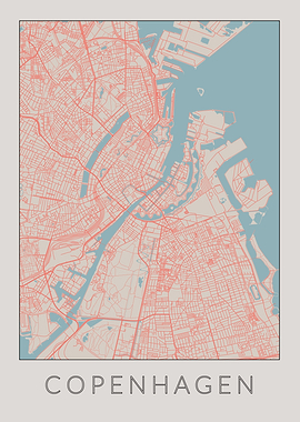 Copenhagen Vinatge Map