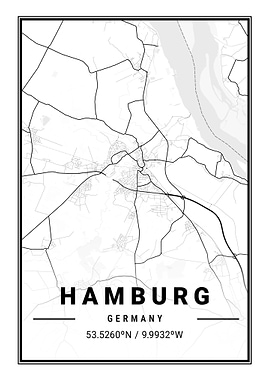 Hamburg City Map Germany