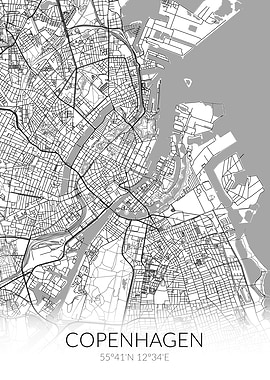 Copenhagen City Map White