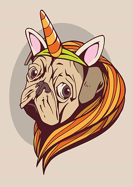 Unicorn cute pug dog