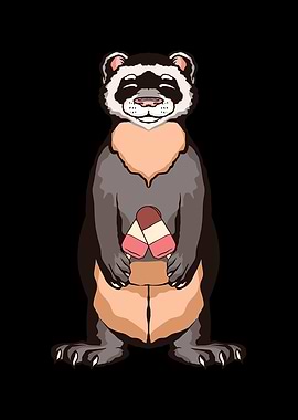 Ferret with ice creams