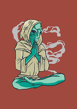 MEDITATING ALIEN YOGA POSE