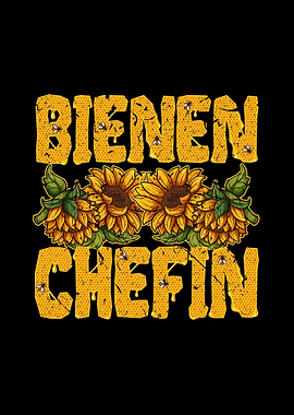 Imkerin Biene Sonnenblumen