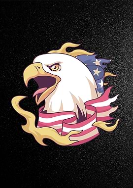 American Eagle with flag
