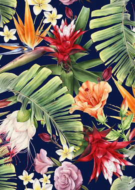Navy Tropical Pattern