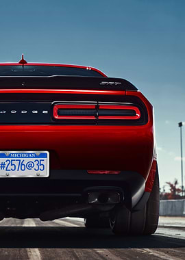 Red Dodge Challenger SRT