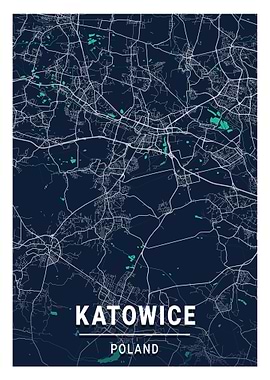 Katowice City Map Poland