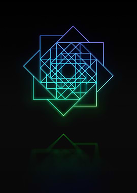 Neon Geometric Glyph Sign